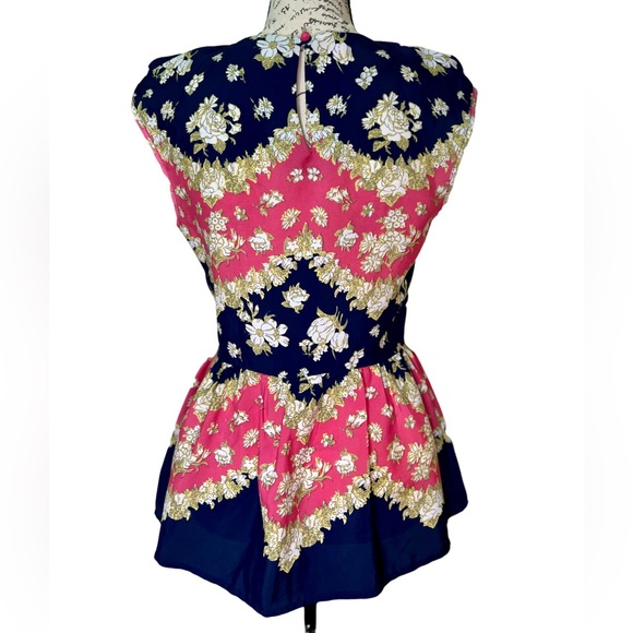 Pim + Larkin | Women’s Floral Peplum Blouse, Short Sleeve, Size S - Picture 7 of 13